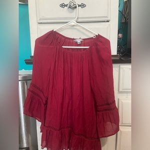 Counterparts Maroon Long Sleeve Ruffle Shirt